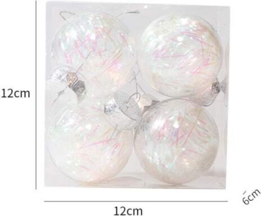 4 stk plast julekule hengende juletreballfest H