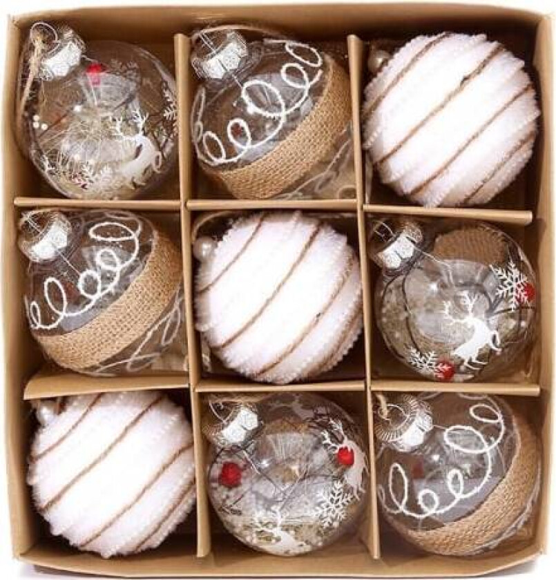 9 stk 8 cm julekuler småkuler dråpe anheng TYP 5