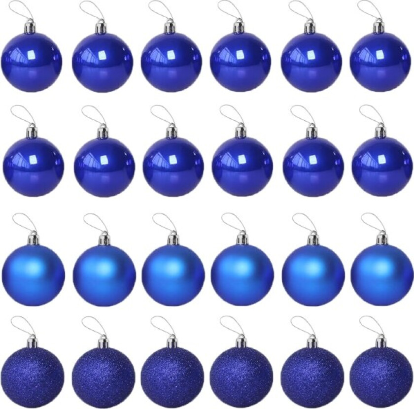 Vintage julekuler 4cm 24stk Små julekuler Plast julekuler Julekule Julepynt Julekuledekor Julekule(Blå)