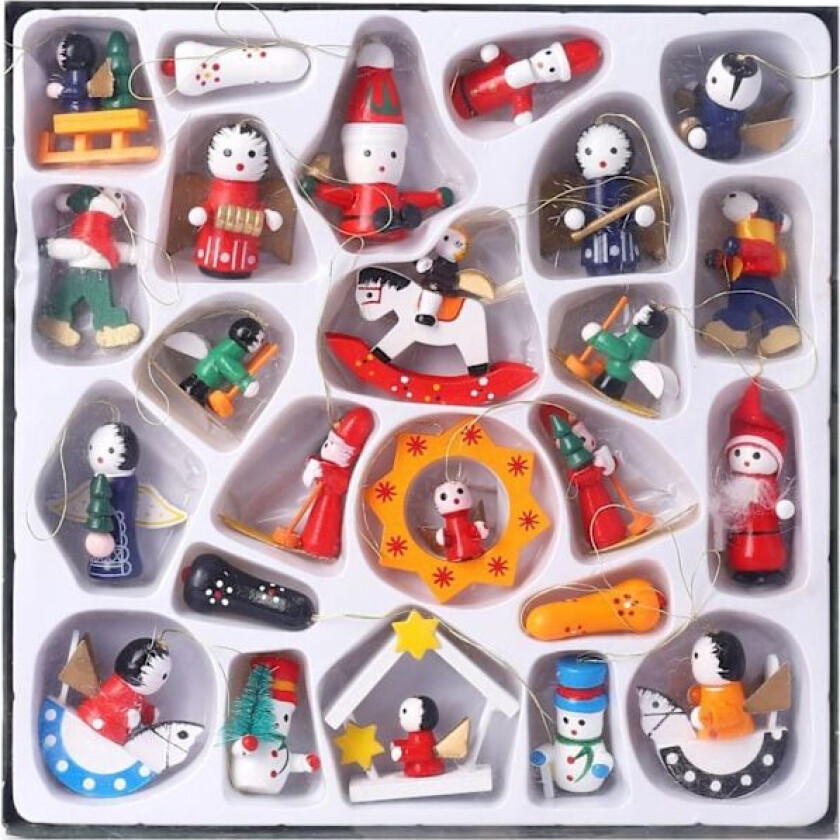 Adventskalender til jul, julekalender, kreative nedtellingspynt - 24 dagers hengende nedtellingskalender til jul, adventskalender for