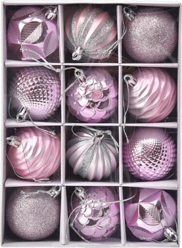 12 stk rosa julekuler, julekuler juletre