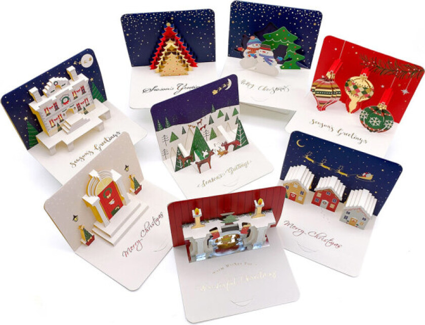 8 tredimensjonale gratulasjonskort julekort