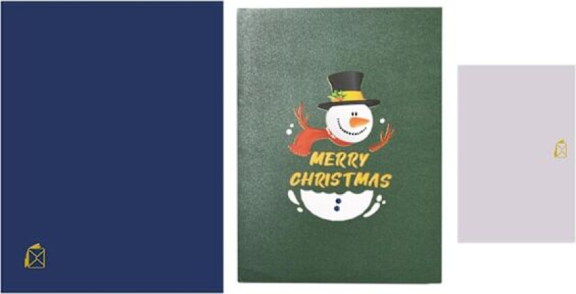 Festlig snømann for popup-kort 3d gratulasjonskort God jul vinterkort