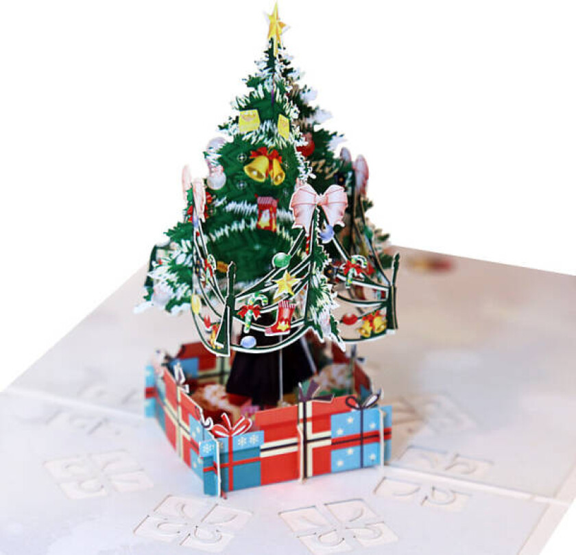 5 stk 3D God Jul Gratulasjonskort Tre Rådyr Gaveeske Pat