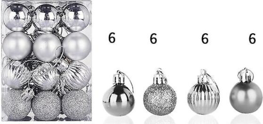 30mm Julekule Julebæll Henge Hjem Fest Dekorasjon 24stk