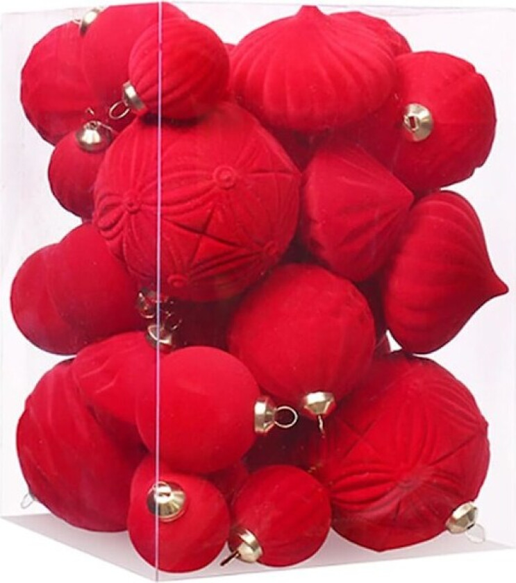35 stk Julekuler, Uknuselige Plast Juletrepynt for Høytider & Festfeiringer RED
