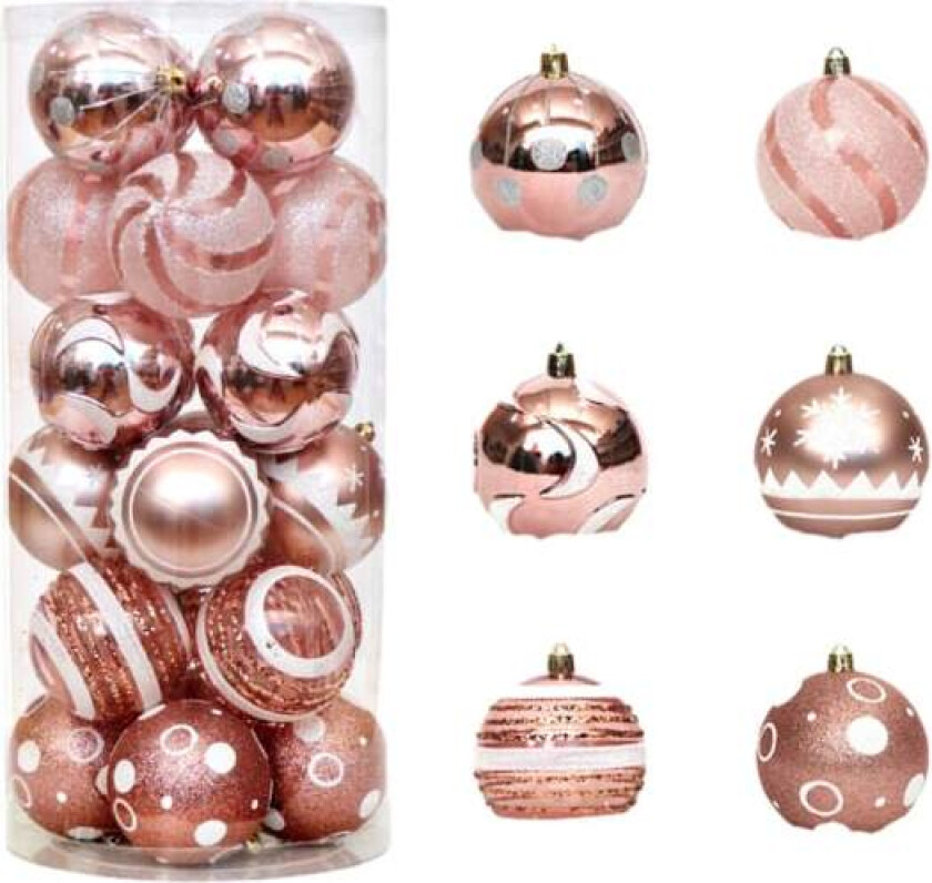 Julegaver 24 stk 6cm/2,36 i søndersliten plast juletrepynt, julekuler til juletrær bryllupsfest og hjemmeinnredning