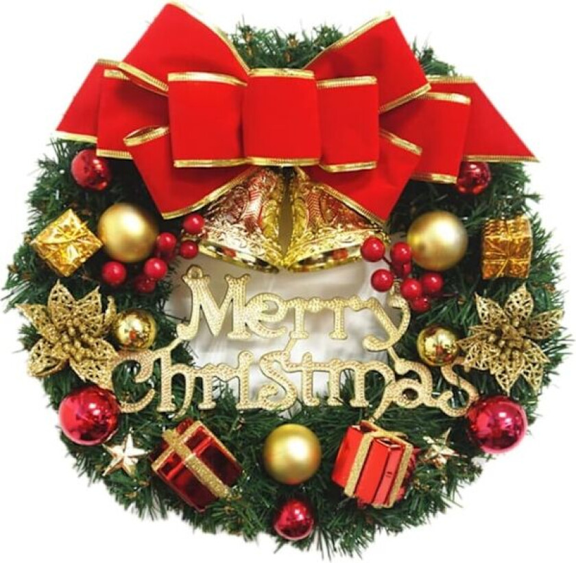 Julekrans kunstig grønn julekrans ornament for inngangsdør peis vinduer rød krans Parent