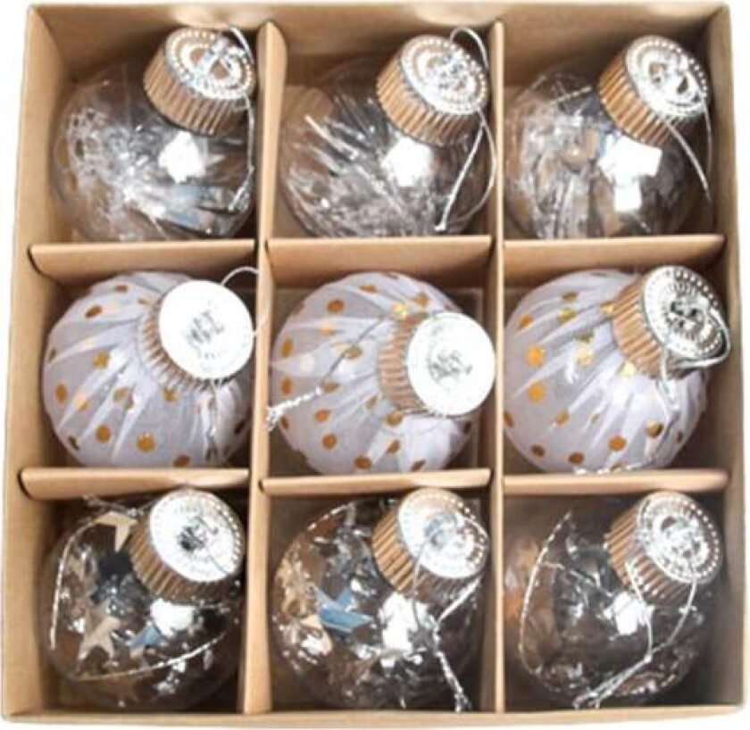 Juleklarering 9 stk 6 cm/2,36 tommers knusesikre plast julepynt, julekulepynt til juletre, bryllupsfest og hjemmedekor