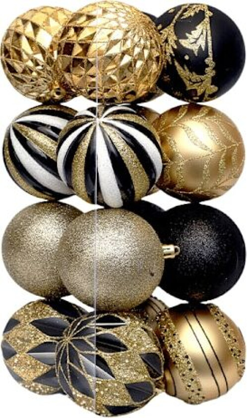 Julepynt, 16-delt sett, uregelmessig malte julekuler, juletrepynt-tilbehør Schwarz