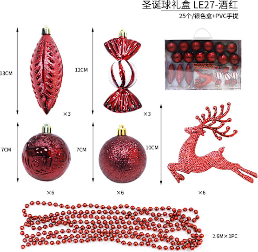 Julekuler Juletrærpynt Fargerike Kuler Henger Julemateriale Tilbehør DIY Julepynt A