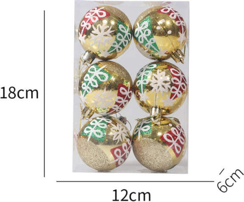 Julekuler til trepynt Gull 6 stk