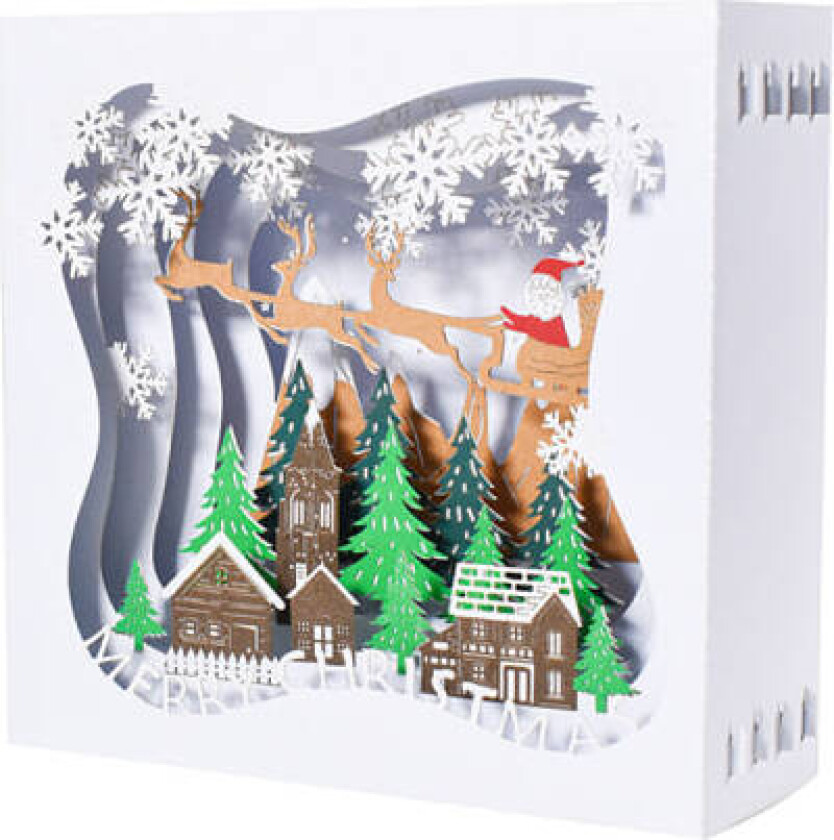 Pakke med 3, juleeske+julenisse gratulasjonskort 3D jule p