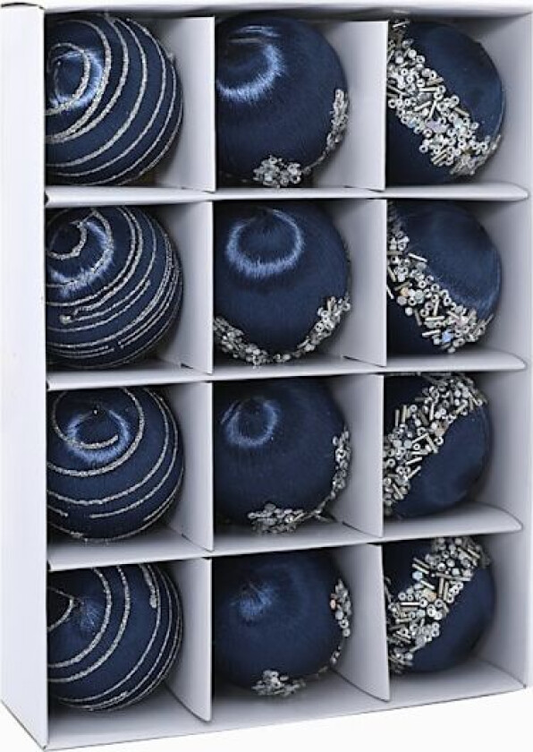 Julepynt med silkebånd, julekuler, juletrepynt, gaver Blau