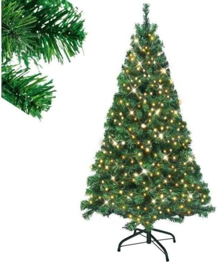 REMAKE HENGMEI Kunstig Juletre med Lys 210cm PVC LED Juletre med Stativ Juledekorasjon 350 Lys