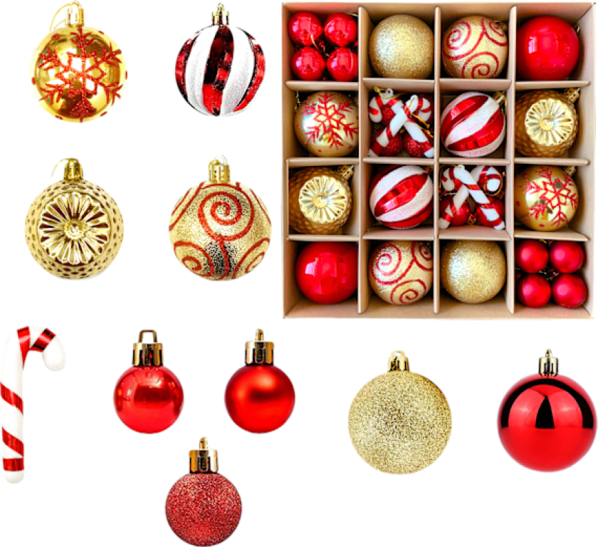 Julepynt, 6 cm fargerike malte julekuler, gaver, trepynt til juletreet.