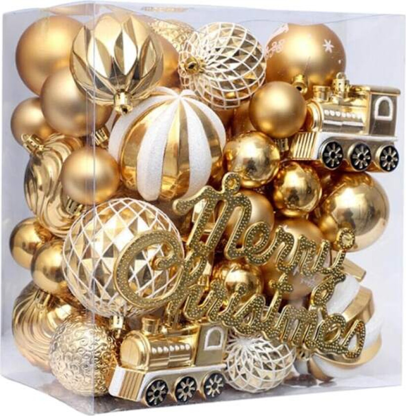 65 stk julepynt (gull) julekuler lette julepynt