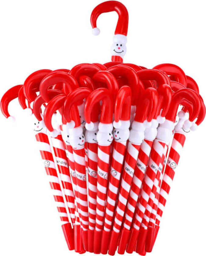 40 stk julekulepenner Snømann Paraply Stokkkulepenn Jule Stokk Snømann Penner for Julefest Kontorrekvisita