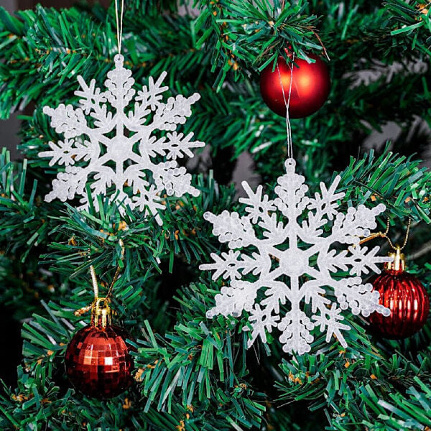 Juledekorasjon, juletredekorasjon, snøflakdekorasjon julefest, juletreanheng-1 Vitt