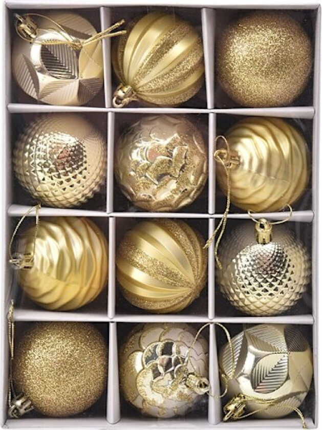 6cm 12 stk Julekule Gaveeske Malte Sett Juletrepynt Henger Ferievinduutstilling A 6cm (12 pieces)