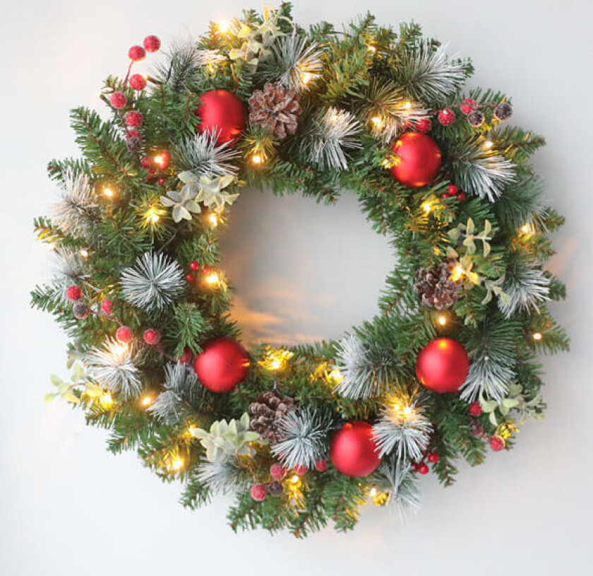 Falsk julekrans, blandet juledekor, LED-lys 40 cm