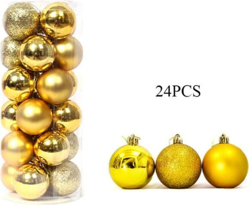 24 stk Glitrende Julekule Ornamenter Julepynt