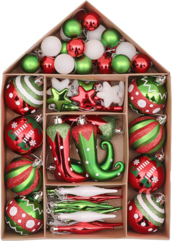 70 stk julekuler, 3-8 cm deilige alv usynlige julekuler