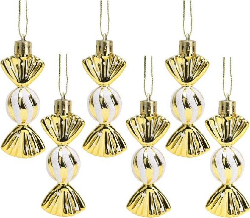 Pakke med mini søte julekuler – skinnende og glitterdekorert – juletrepynt (gull) Gold