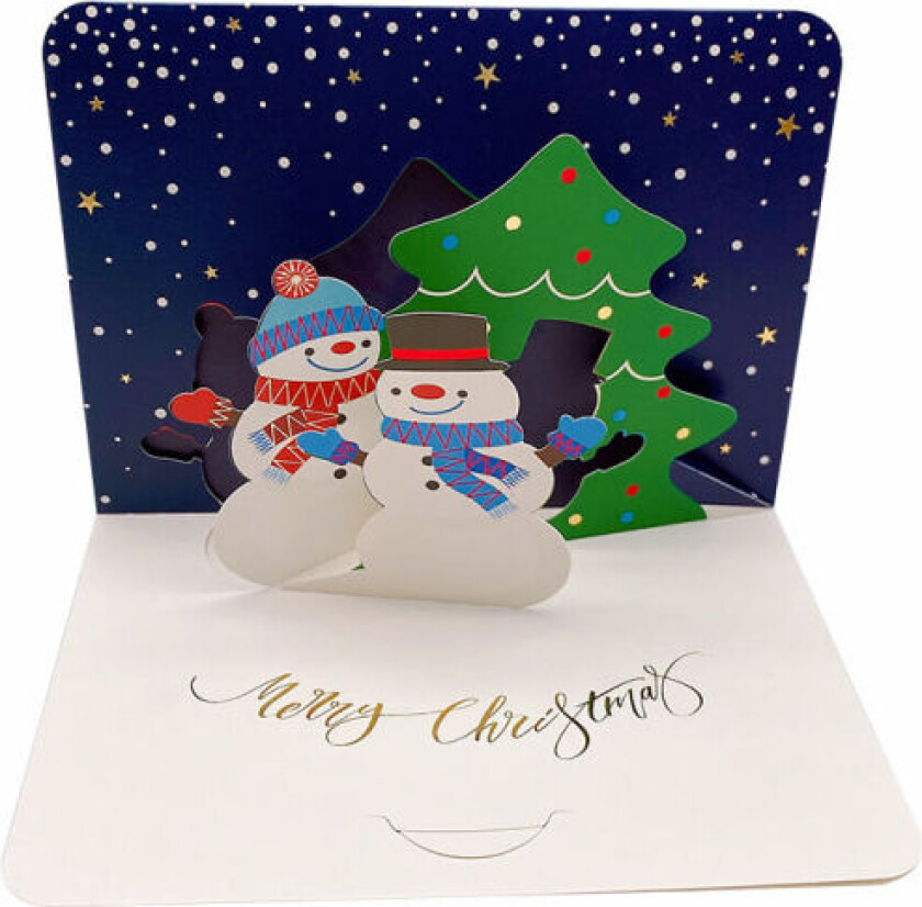 Mub- 2023 julehilsen kort tredimensjonalt gratulasjonskort julegave velsignelsesmelding håndskrevet takkekort Snögubbe