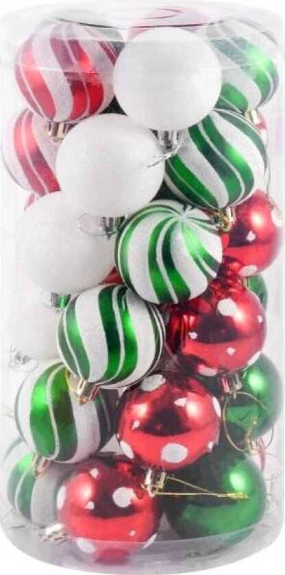 Julekulepynt til juletreet - 30 stk knusesikre juledekorasjoner, 2,36\" hengende kuler i flerfargede julekuler"