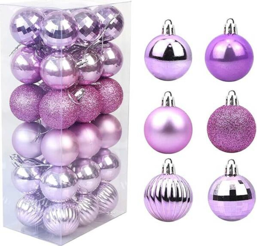 36 stk. assorterte knusebestandige julekuler til juletreet