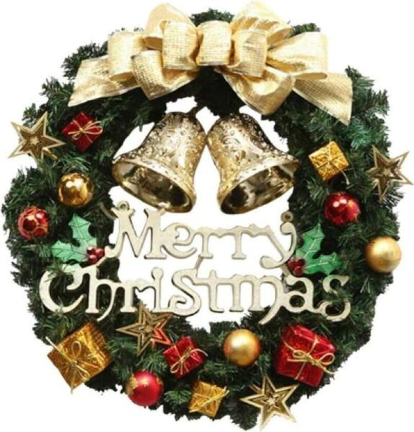 Julekrans 36cm Metallkrans Henger for Inngangskrans Henger Julepynt (Gull)