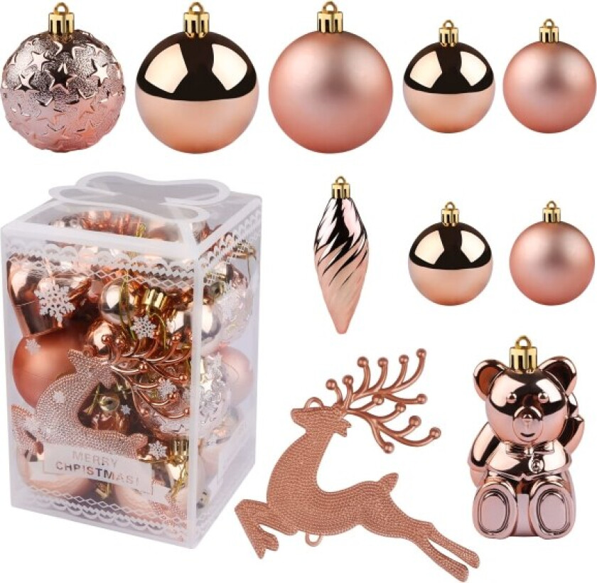 30PCS Julekule Ornament Usynlig Julepynt Treet Baller Hengekule for Jul Bryllup Fest Dekorasjoner(Rosegull) rose gold