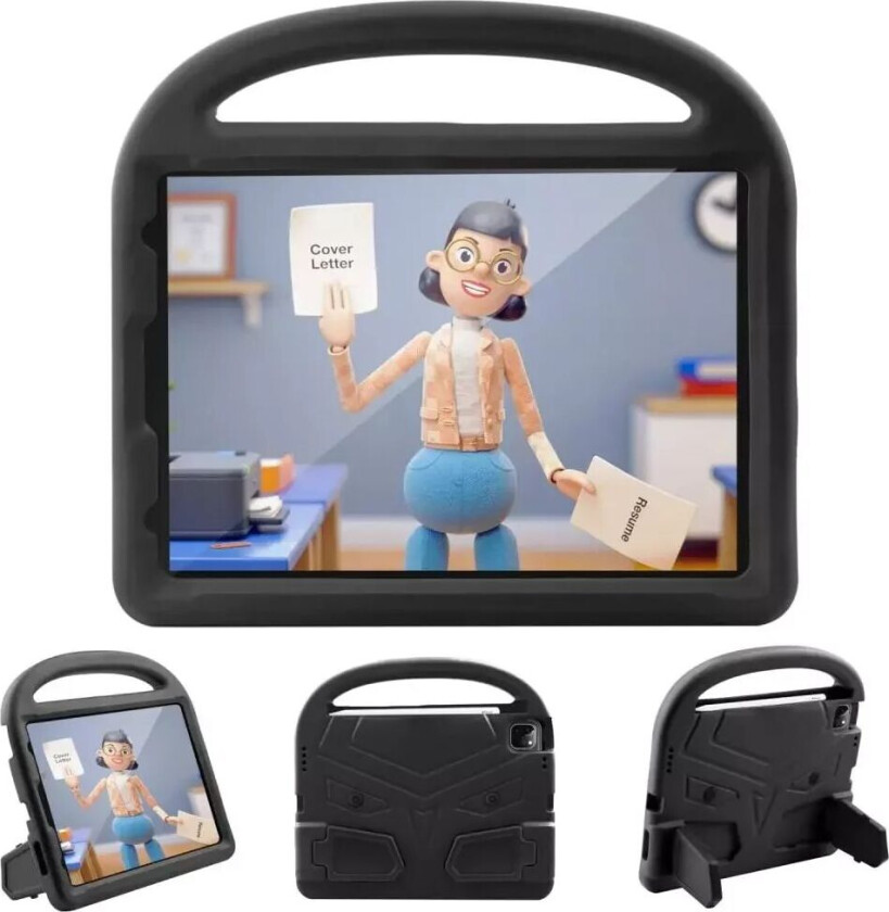 iPad Air (2022-2020) / Pro 11" (2022 / 2021 / 2020 / 2018) Deksel til Barn med Stativ & Grep - Svart