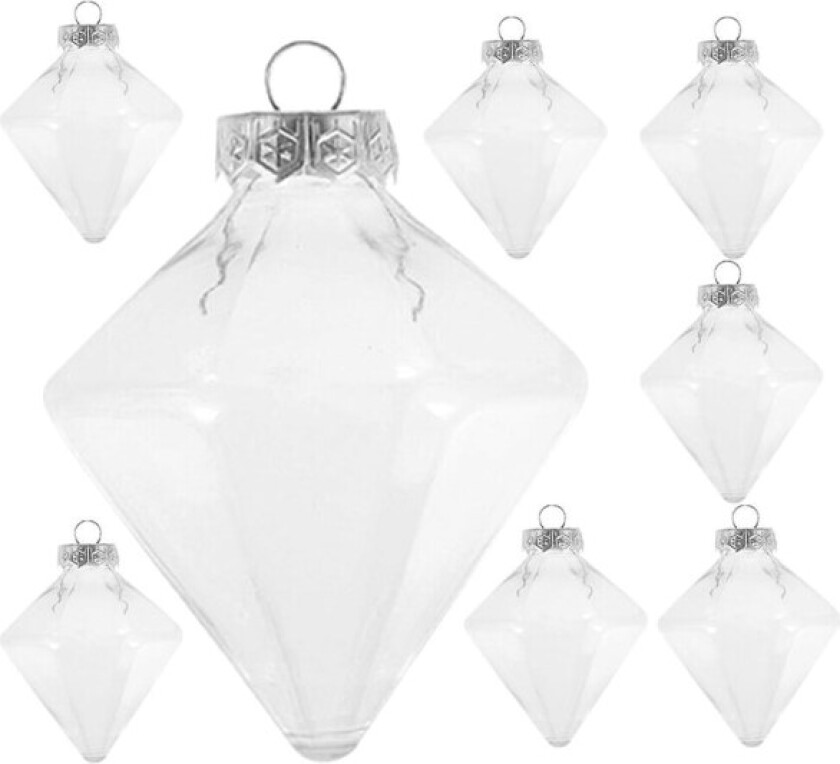 8 stk gjennomsiktige julekulepynt hengende julekule anheng påfyllbare kulepynt (11.00X9.00X9.00CM, som vist på bildet)