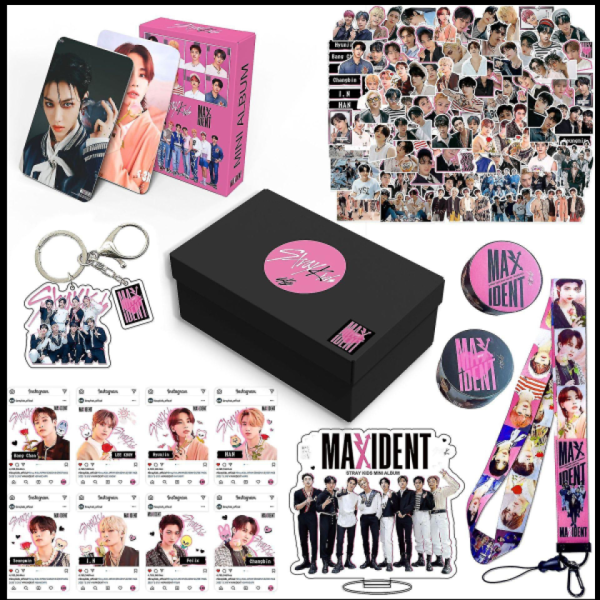 Stray Kids Nye Album Maxident Presentbokssett Kpop Merchandise Foton Lanyard Nøkkelring Gaver til Skz Fans A A