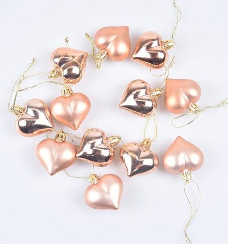 12 stk julekulepynt hjerteform juledekorasjoner