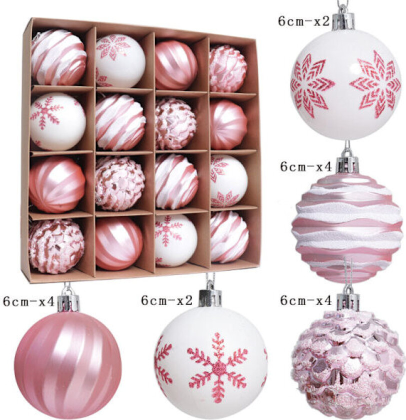 Julepyntkule 6CM/16STK forgylt plastmalt spesialformet julekule sett juletrepynt 6CM/16PCS