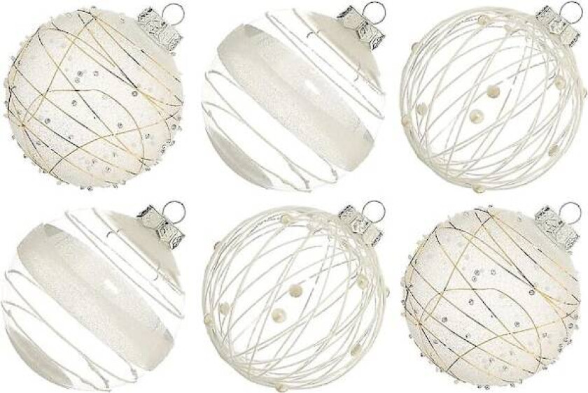 12 stk Julekulepyntsett - 70 mm/2,76\" Hvit Stor Knusesikker Klar Glitter"