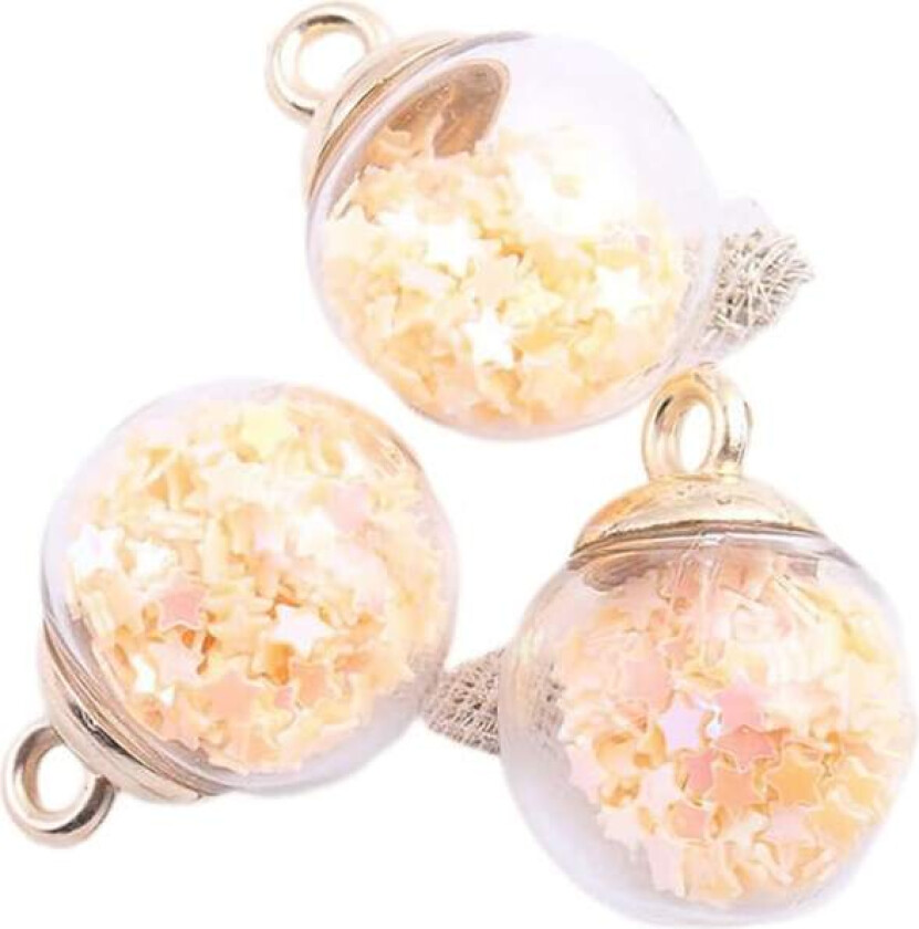 10 stk julekuler, gjennomsiktige fargerike stjerneformede glassglitterkuler, julekule til juletrepynt, aprikos