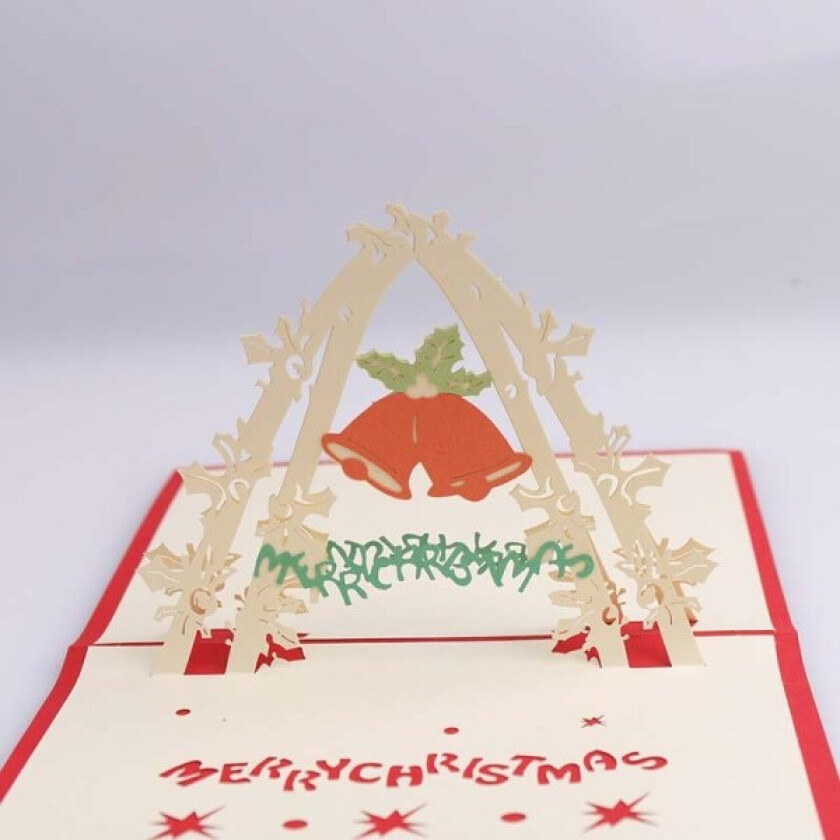 5 stk 3D juleklokker tredimensjonalt gratulasjonskort jul