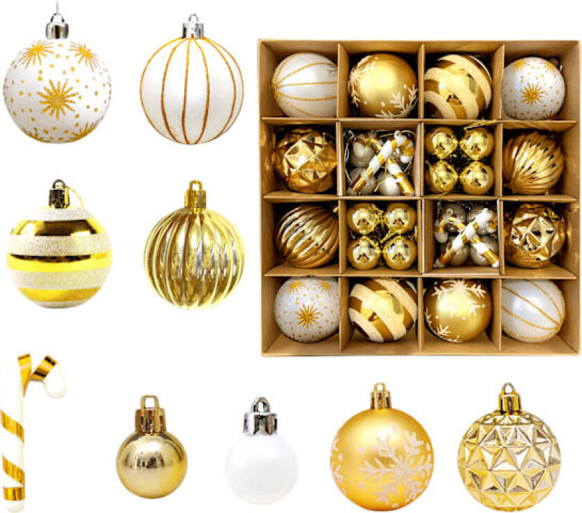 Julepynt, 6 cm fargerike malte julekuler, gaver, trepynt til juletreet.