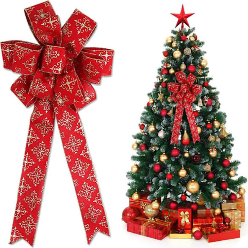 LICHENGTAI Julehøytidelig Fløyelsbue, Stor Rød Bue Dør Juletre Bue Julepynt til Hjemmet Julekrans Ornament Type 1