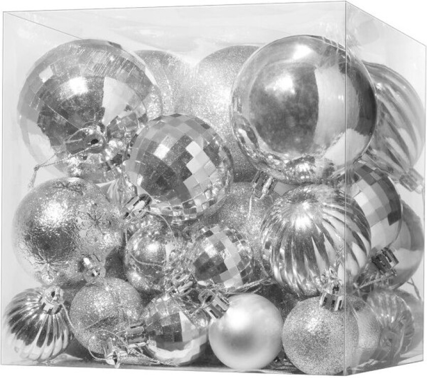 Sølv julekuler, 36 stk knusebestandige julekulepynt med hengeløkke for juletredekor, bryllupsfest, ferie