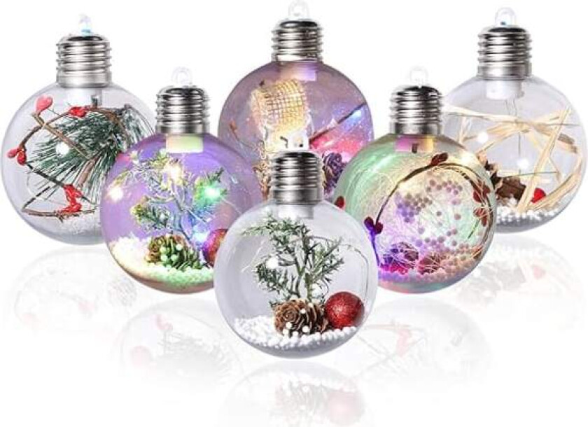 Julekule Ornament LED-lys til juletredekorasjon, Xmas batteridrevet