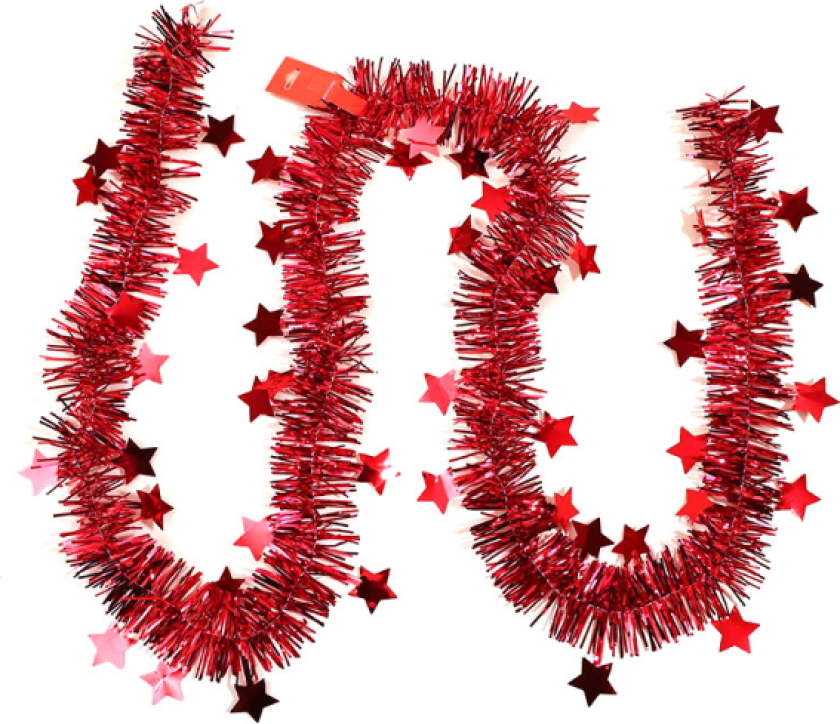 (2 stk)Stjerne julekrans 2m L.5cm RØD