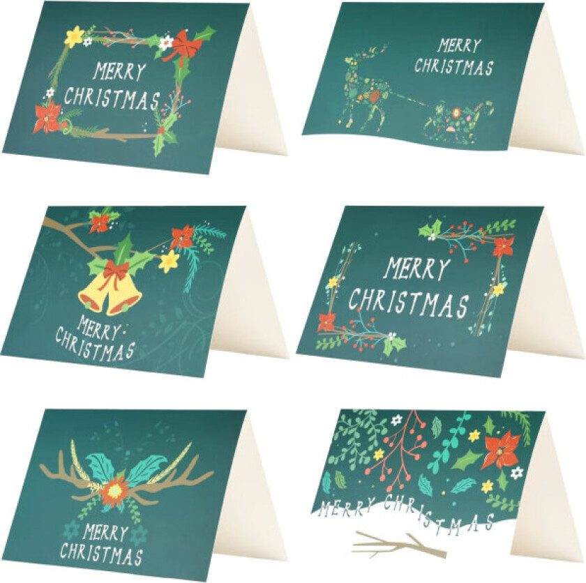 24 stk julekort, blomstermønster gratulasjonskort, 24 kort +
