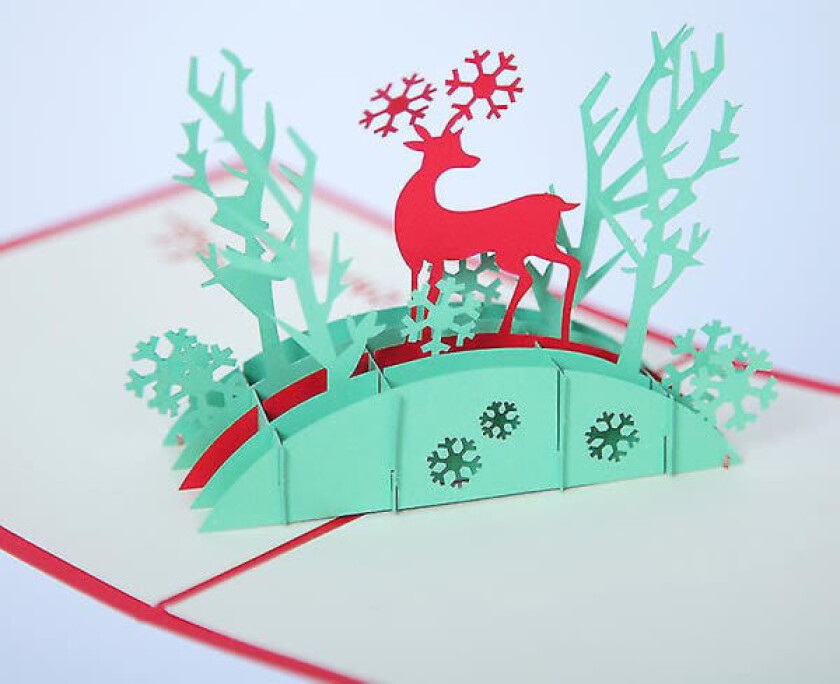 Julehilsen kort 3d julekort portrett, tredimensjonalt gratulasjonskort, julekort julekort, julehjort