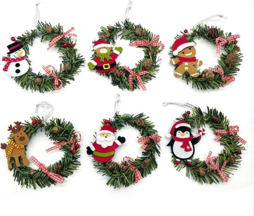 Juleforhåndsopplyst kunstig julekrans, juledekorasjon for dør