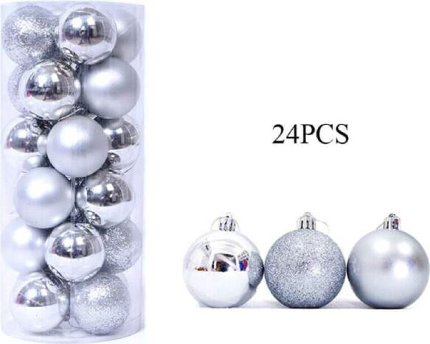 24 stk juleglitterkuler ornamenter juletrekuler Han